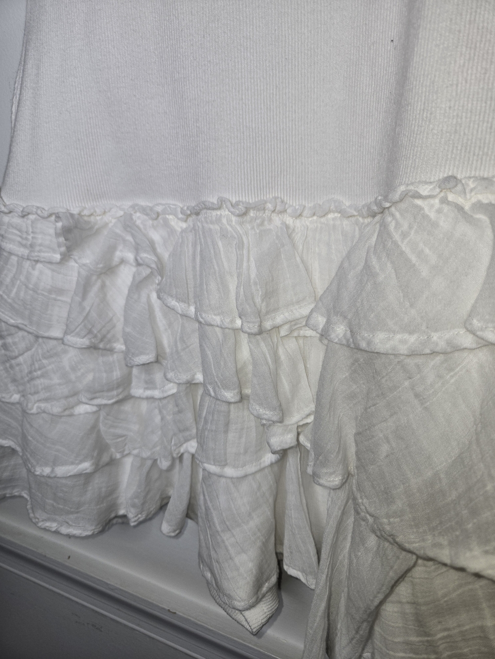 Free People NWT free-est Beach Romper Clean Ivory Ribbed Knit Tiered Skort M - Picture 6 of 15